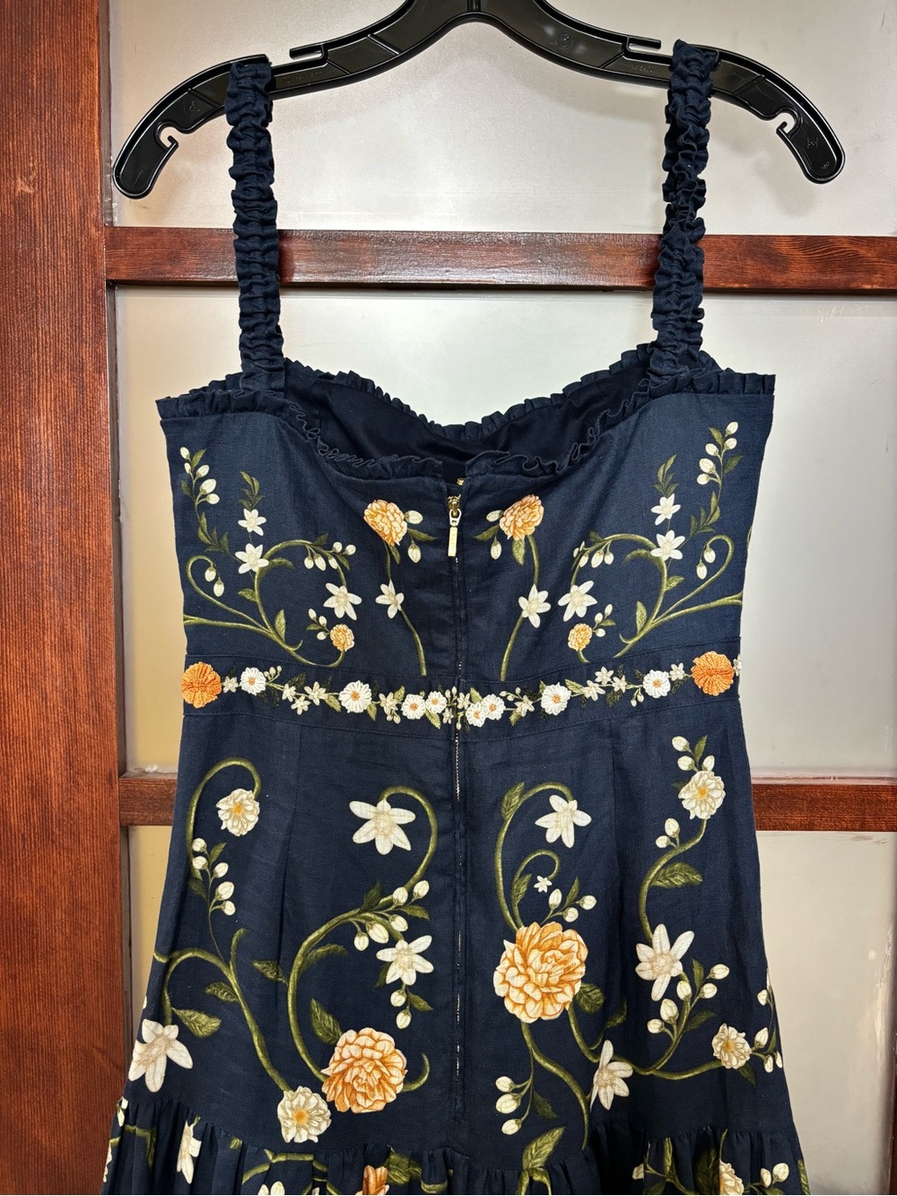 Agua by Agua Bendita Navy Midi Dress with Yellow & White Floral Embroidery - Picture 5 of 5